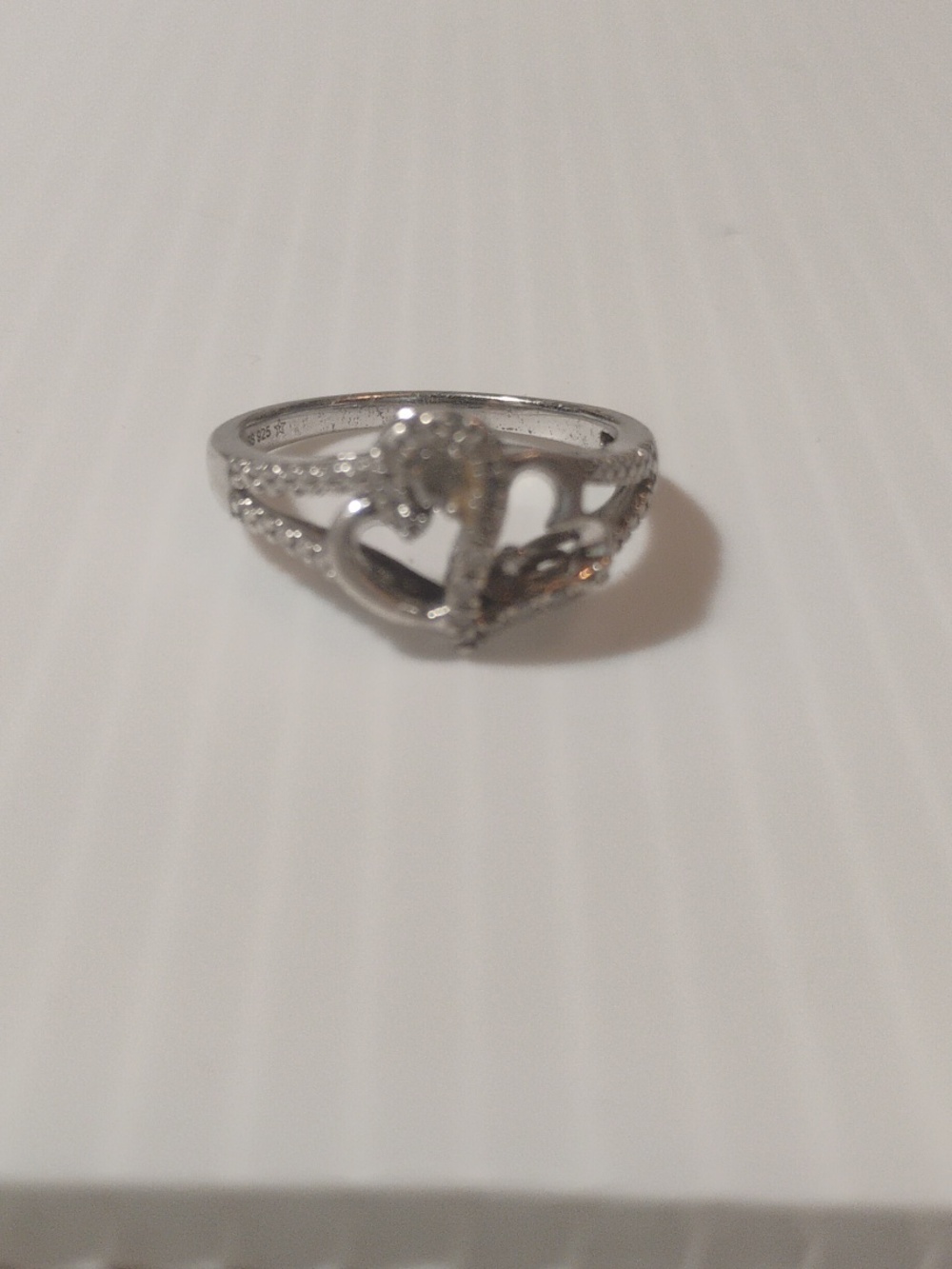 925 Sterling Silver Stamped Double Heart Ring Size 6.75 - Picture 4 of 6